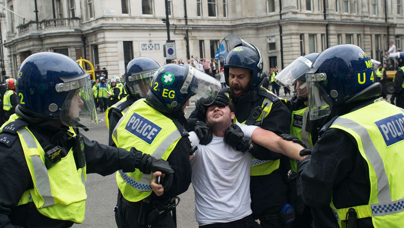 Thumbnail for English Bobbies Race Past 5 Stabbings To Tackle Offensive Social Media Poster