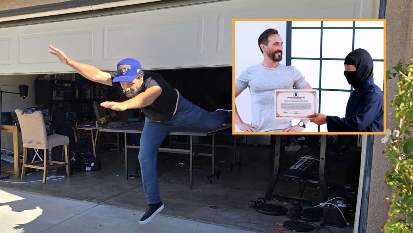 Dad Accepted Into Ninja School After Leaping Under Garage Door As It's Closing - Article image
