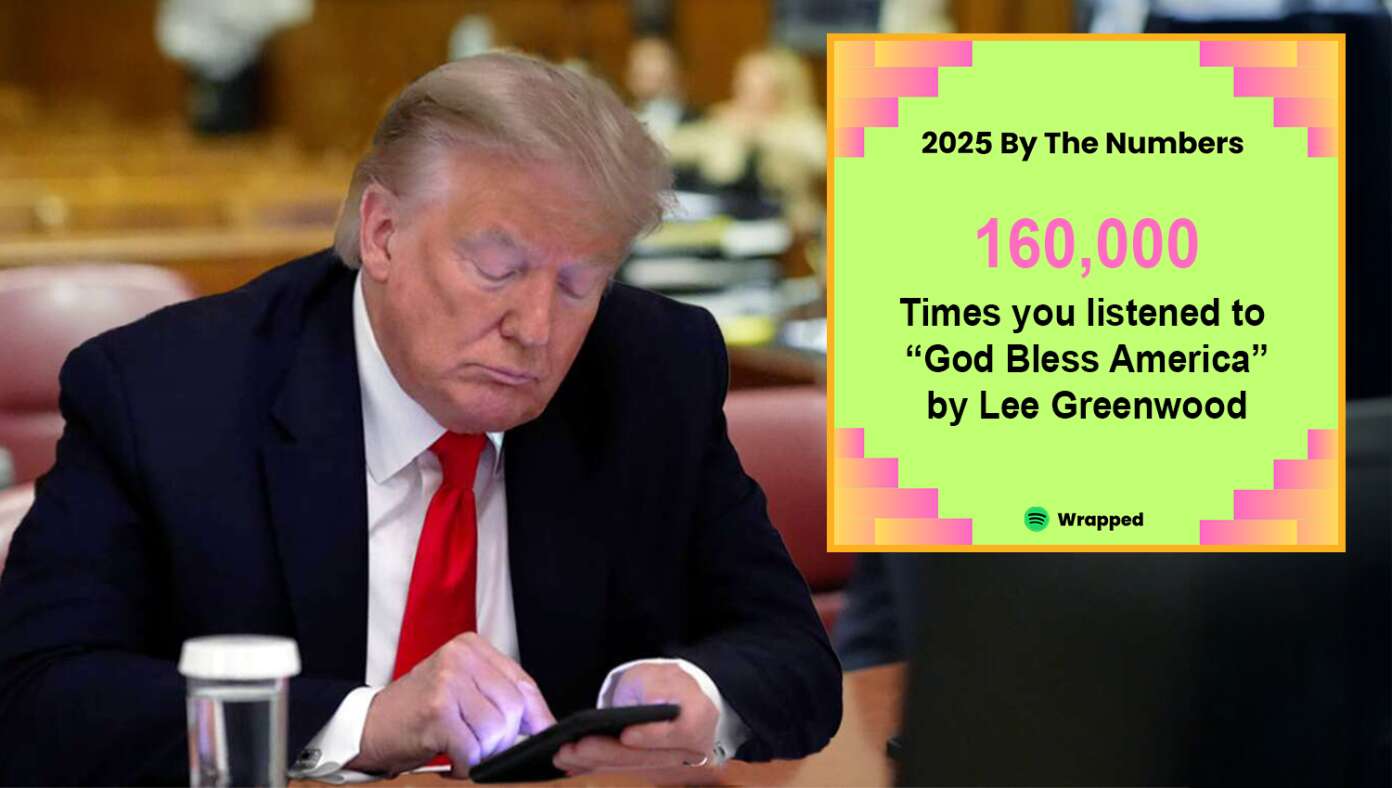 Thumbnail for Trump's 2025 Spotify Wrap Reveals He Listened To 'God Bless The USA' 160,000 Times