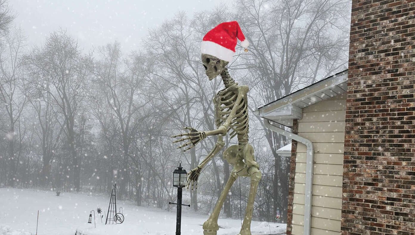 Santa Hat Added To Halloween Decoration - Article image