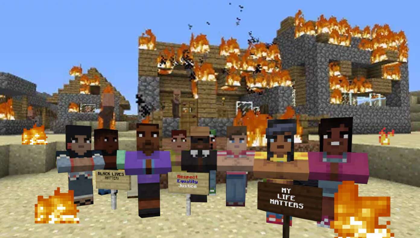 Minecraft Introduces Peaceful Protesters And OH NO THEY'VE BURNED DOWN THE VILLAGE - Article image