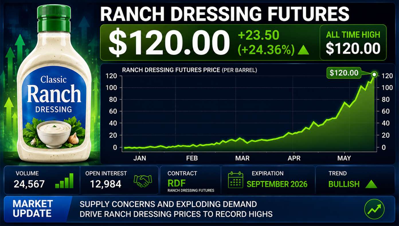 Thumbnail for Ranch Dressing Futures Skyrocket To $120 Per Barrel
