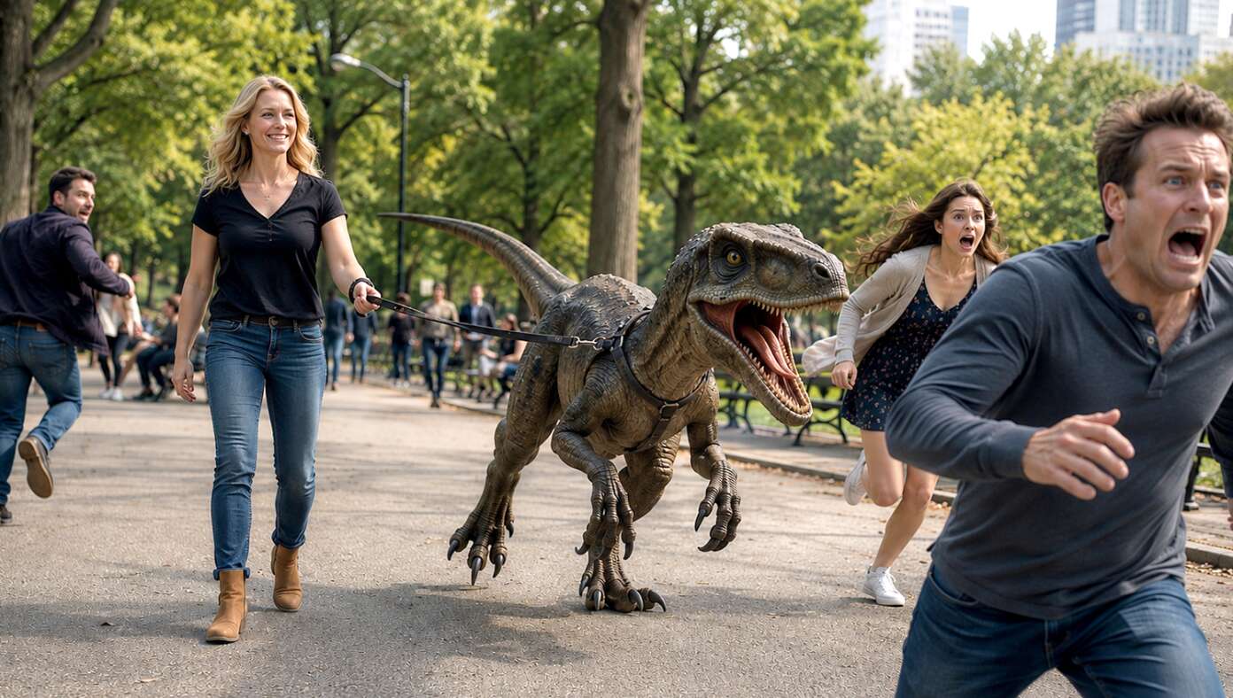 'There Aren't Bad Pets, Only Bad Owners,' Explains Woman Out Walking Velociraptor