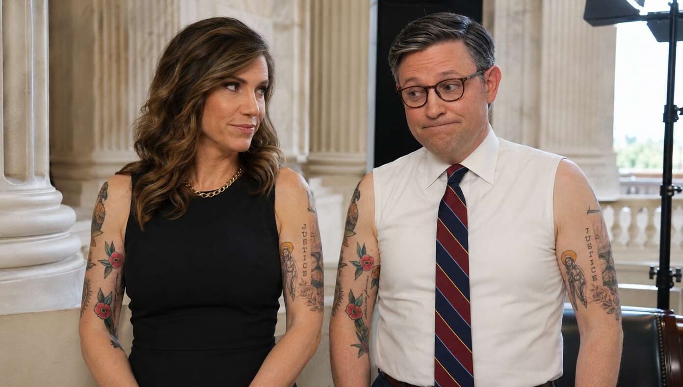 Embarrassing Moment As Mike Johnson And Nancy Mace Realize They Got Matching Tattoos - Featured article image