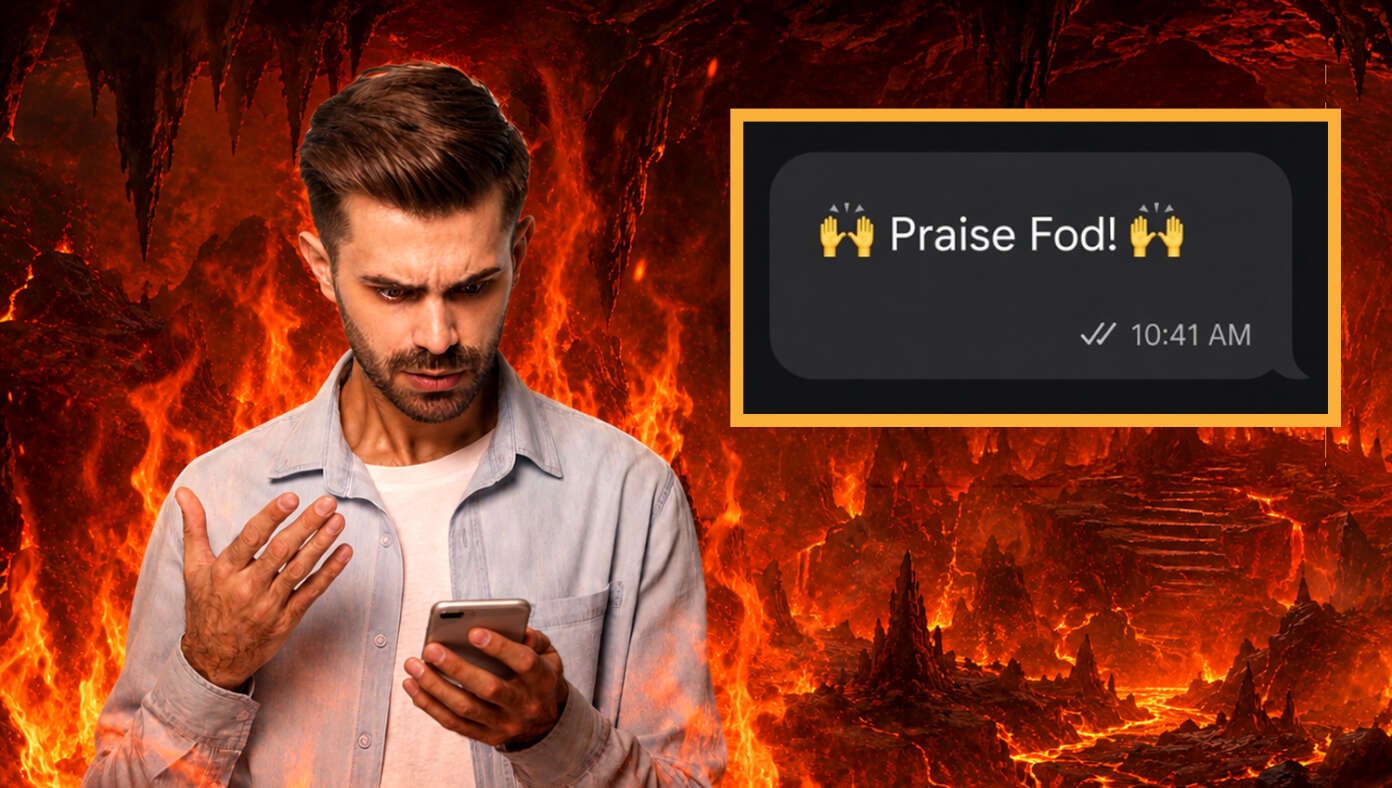 Man Sent To Hell After Phone Autocorrects His Text Message To 'Praise Fod' - Article image