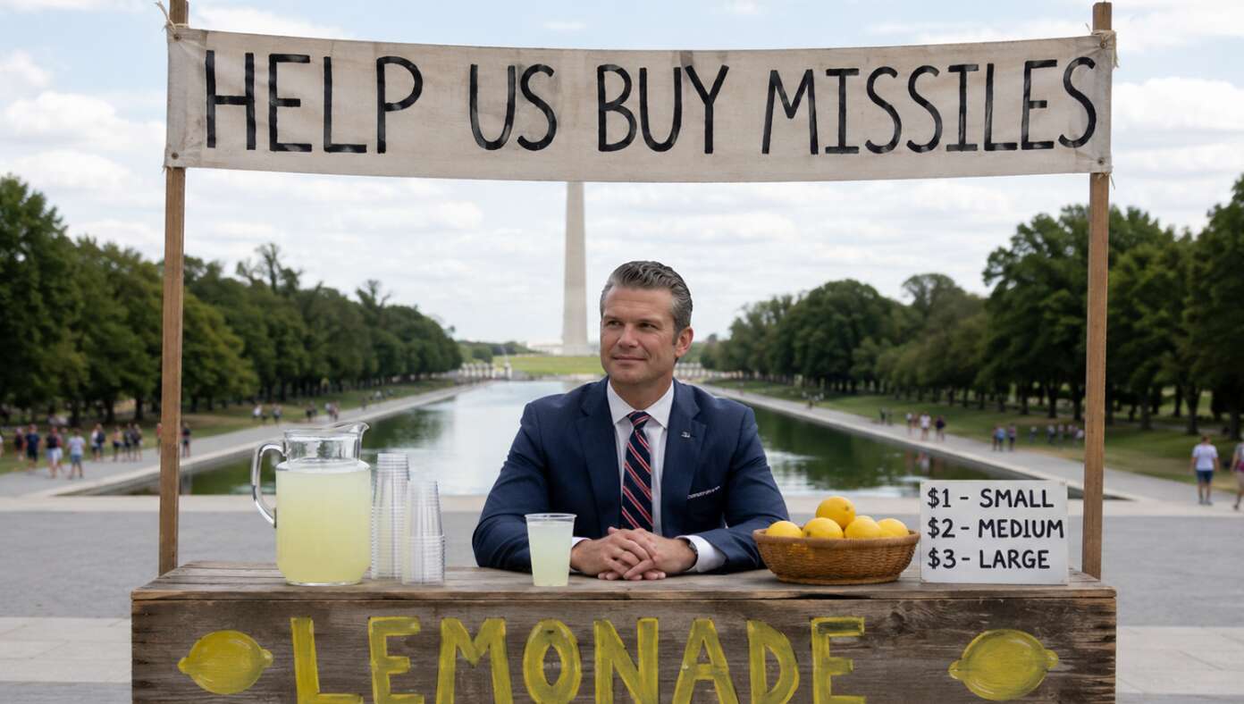 Pete Hegseth Sets Up 'Help Us Buy Missiles' Lemonade Stand