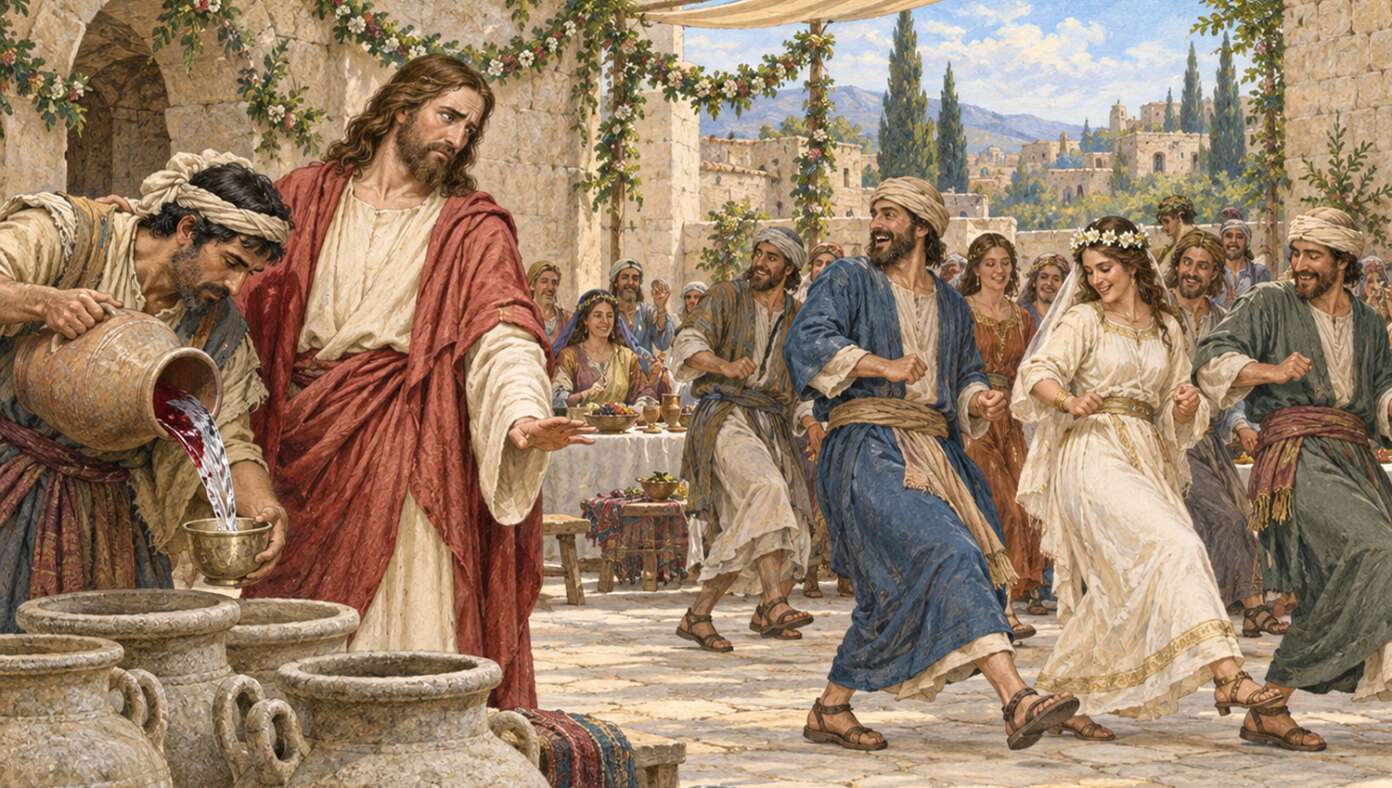 Jesus Turns Wine Back to Water After Weddings Guests Start Doing The Electric Slide